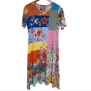 Johnny Was Marcel Swing Dress in Floral Colorblock Size Small
